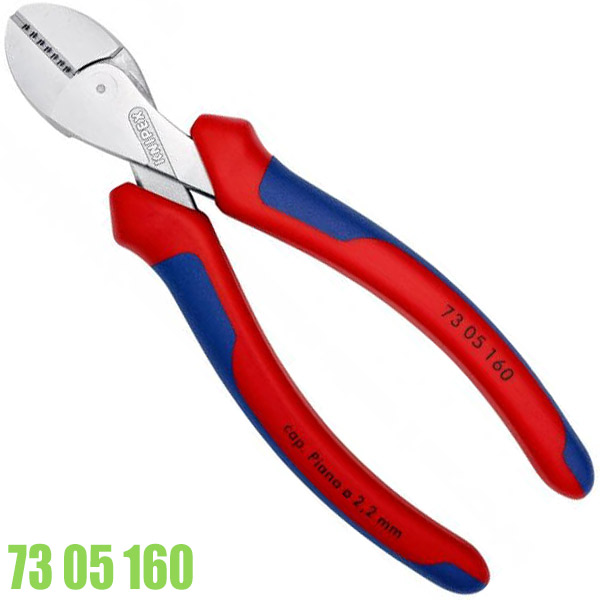 Kìm Cắt Knipex X-Cut Mạ Chrome 73 05 160 Lưỡi Tôi 64 HRC, Cộng Lực 40% &amp; Cắt Thép Lò Xo Đến Ø2.2mm - Sản Xuất Tại Đức