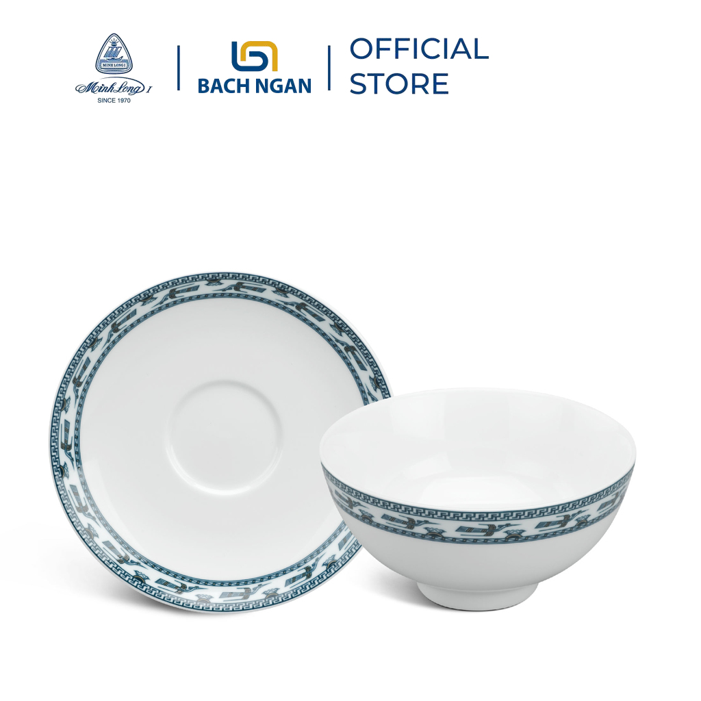 Bộ 10 Chén Ăn Cơm Minh Long 11.5Cm - Jasmine Phước Lộc Thọ Sứ Cao Cấp, Đẹp, Họa Tiết Cổ Điển Dùng Gia Đình, Tặng Quà tân gia