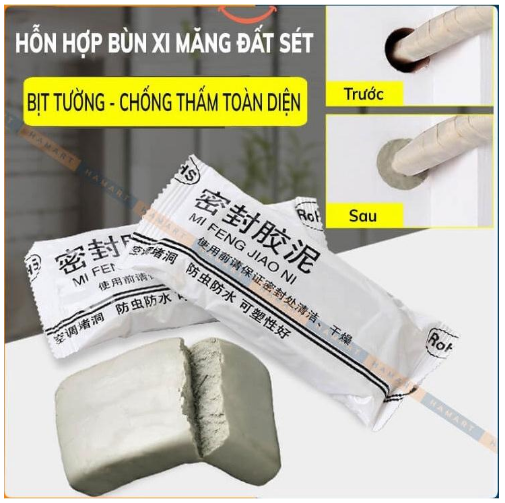 Set 5 Đất sét vá tường 30gr Đất Sét Công Nghiệp Xi Măng Dẻo Bịt Lỗ Điều Hòa Trám Khe Nứt , Tường Chống Thấm