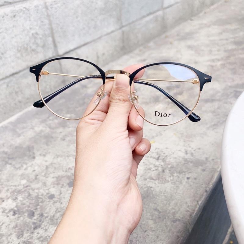 Gọng Kính Cận Tròn Nửa Viền Thời Trang Dành Cho Nữ Đen Vàng DORISEYEWEAR