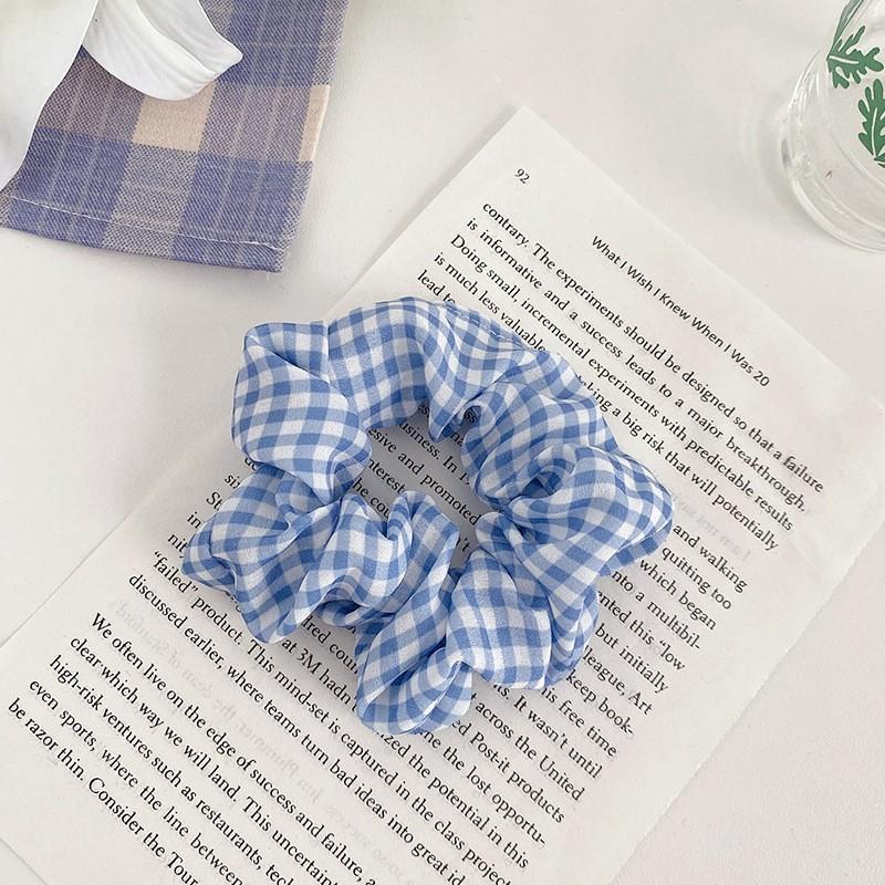 Dây cột tóc hoa lá màu sắc, caro, scrunchies hoa nhí xinh xắn, buộc tóc