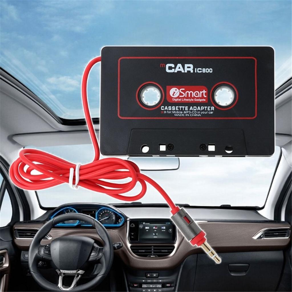 BLACK IN CAR CASSETTE TAPE ADAPTER CD PLAYER 3.5MM STEREO MUSIC AUDIO