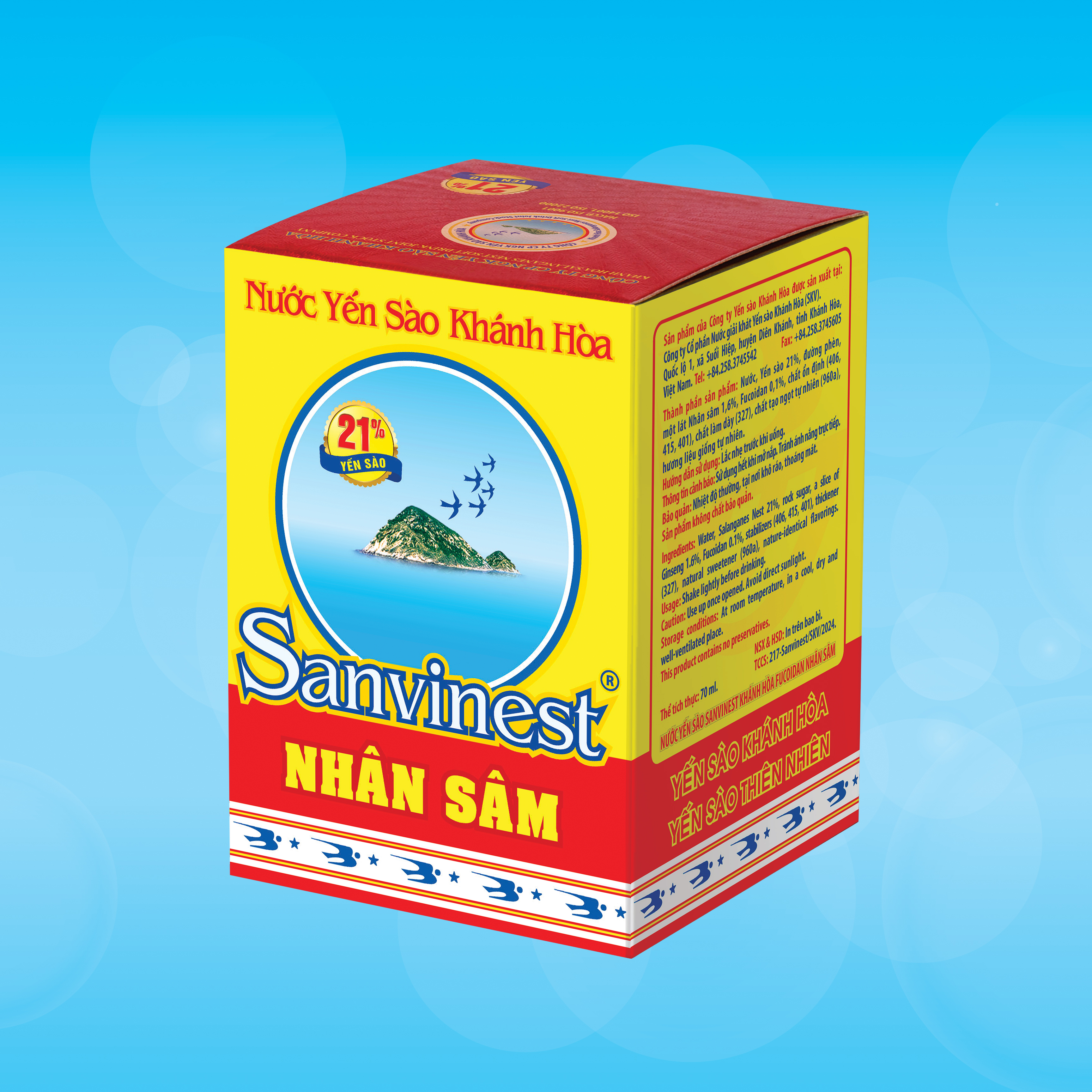 [Combo 30 lọ] Nước Yến sào Sanvinest Khánh Hòa Fucoidan Nhân sâm 70ml - S207