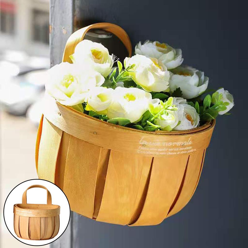 2x Woven Storage Basket Hanging Laundry Basket Flower Container Bin D A
