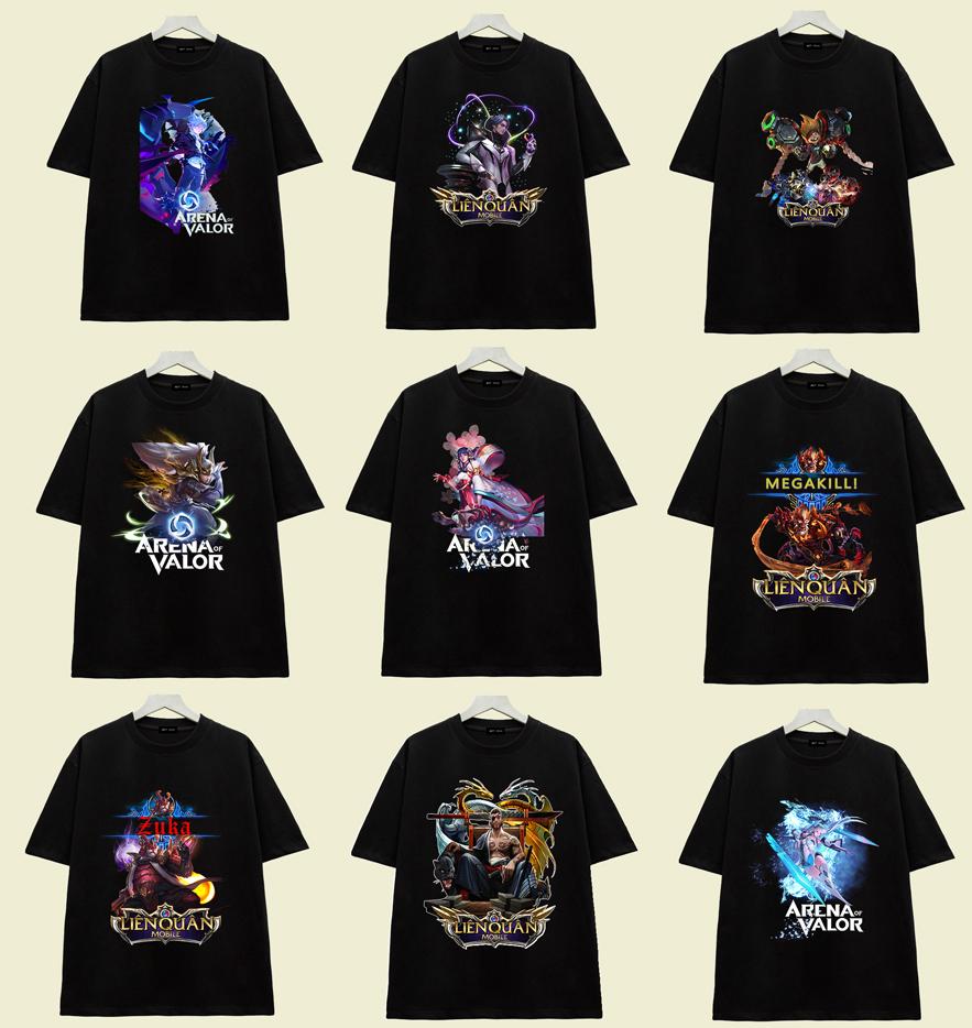 Tổng hợp 11 Mẫu Áo thun (Đen) Game _ Liên Quân Mobi ROV . Mẫu tướng được yêu thích FLo - Airi - Nakroth - Zuka - Ryoma - 10