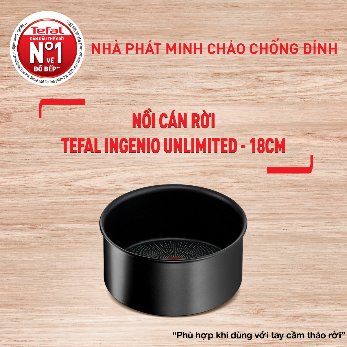 [Made in France] Nồi cán rời Tefal Ingenio Unlimited 18cm - Hàng chính hãng