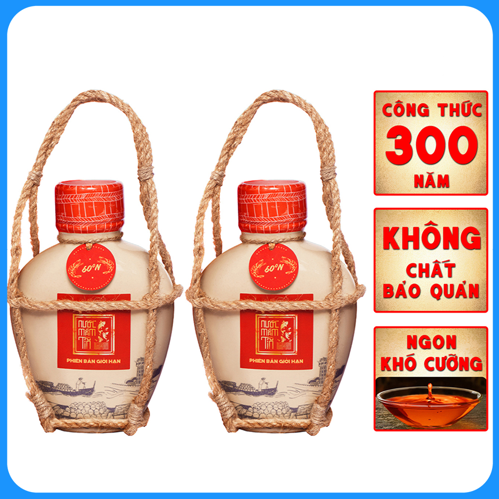 Đặc Sản Phan Thiết - Combo 2 Bình Gốm Nước Mắm Tôm Biển 60N