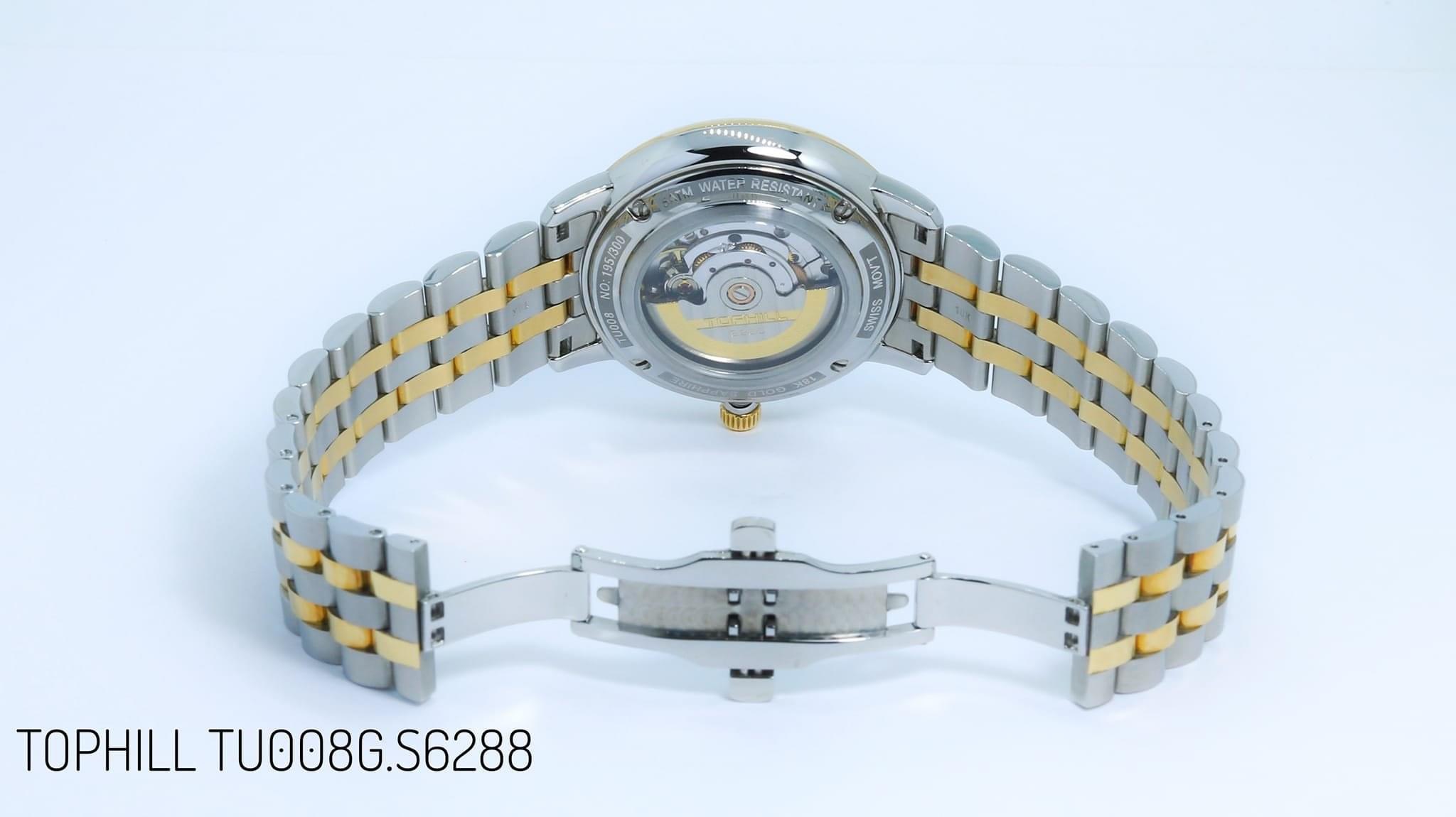 ĐỒNG HỒ TOPHILL TU008G.S6288 Nam Dây Thép 316L Máy Automatic Kính Sapphire Chính hãng