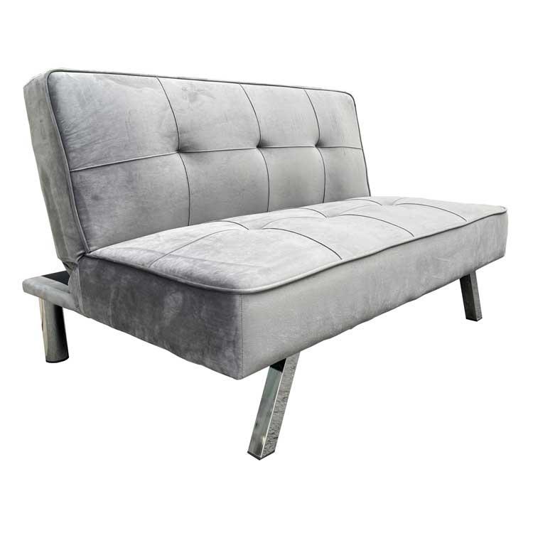 Sofa Bed mini size 1.2m cho nhà nhỏ - Sofa đơn nhỏ gọn vải Nhung xám decor nhà xinh xắn