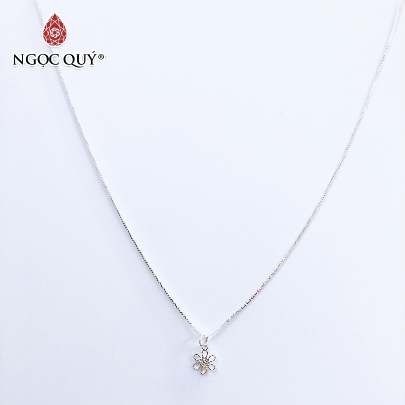 Dây chuyền bạc mặt hoa 6 mặt - Ngọc Quý Gemstones