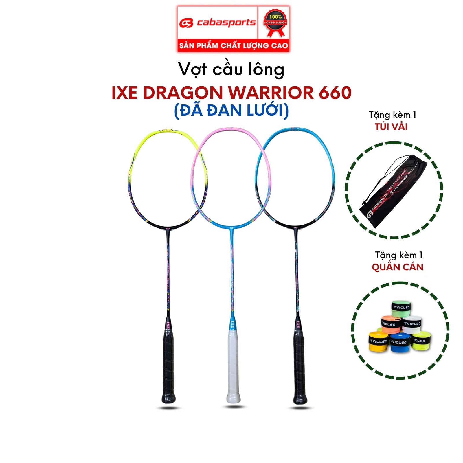 Vợt cầu lông đơn đã đan lưới IXE Dragon Warrior 660 siêu nhẹ giá rẻ, vợt cầu lông carbon chất lượng Bảo hành 3 tháng