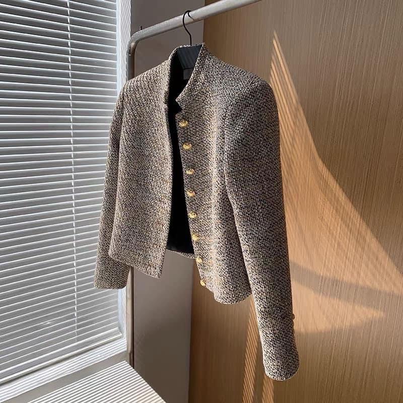 Áo Dạ Cổ Trụ 2 Lớp Cúc Đồng Đệm Vai Form Chuẩn - Sarang Clothing