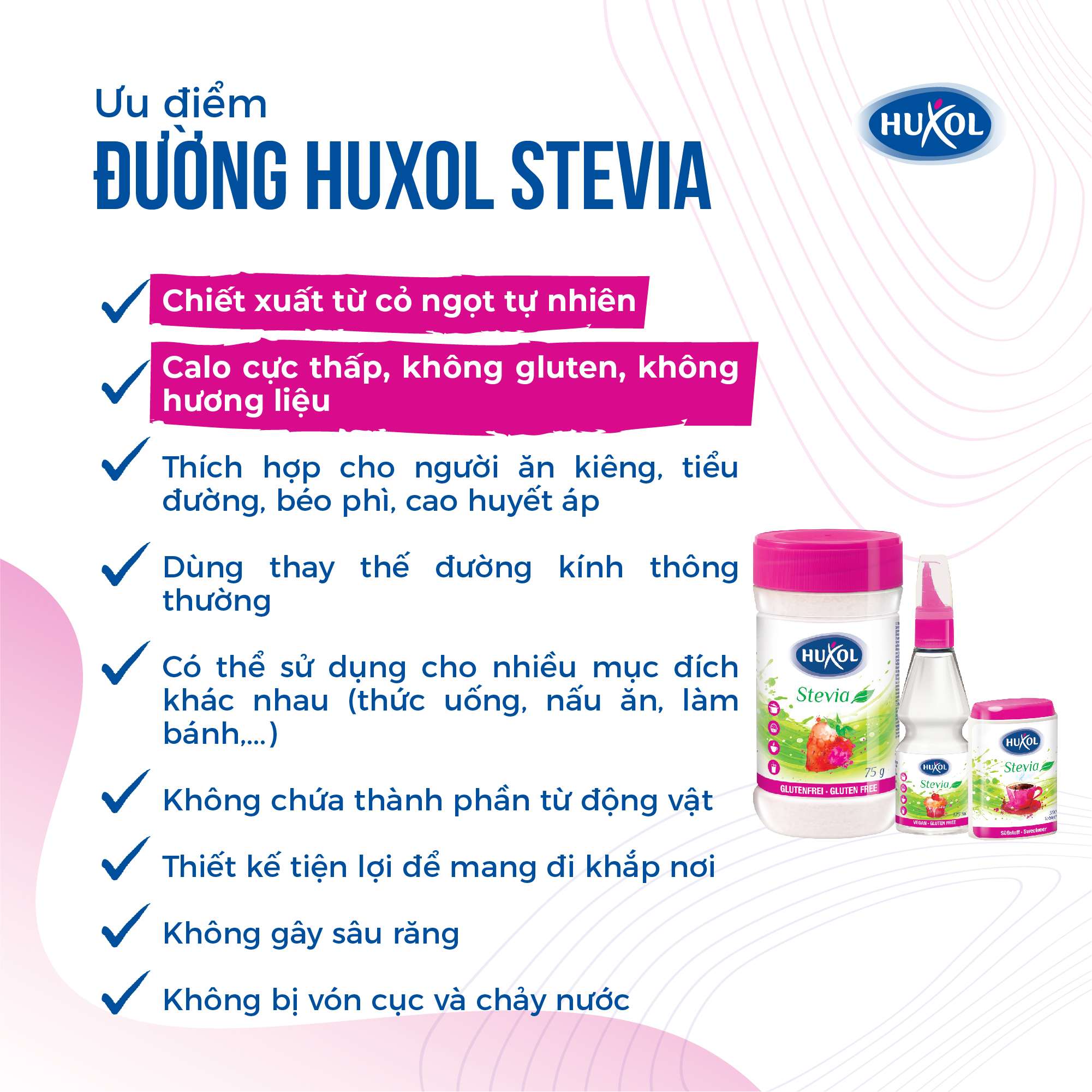 Combo Đường Ăn Kiêng Sweetener Huxol Cỏ Ngọt Stevia 125ml - Nhập khẩu từ Đức - Dành cho người tiểu đường, giảm cân, cao huyết áp