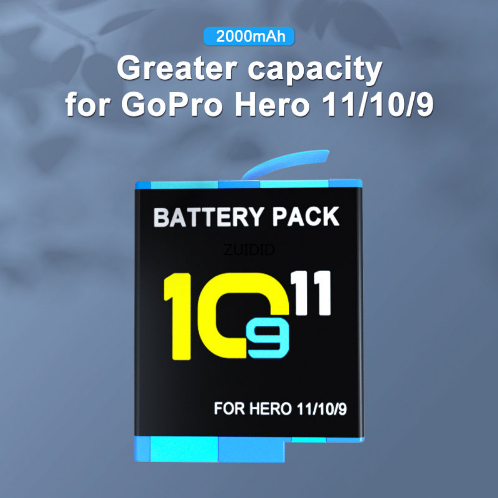 Pin cho GoPro Hero 11 10 Camera 3 cách Bộ sạc thông minh Bộ sạc pin Hộp lưu trữ cho GoPro 9 10 Bộ phụ kiện màu đen