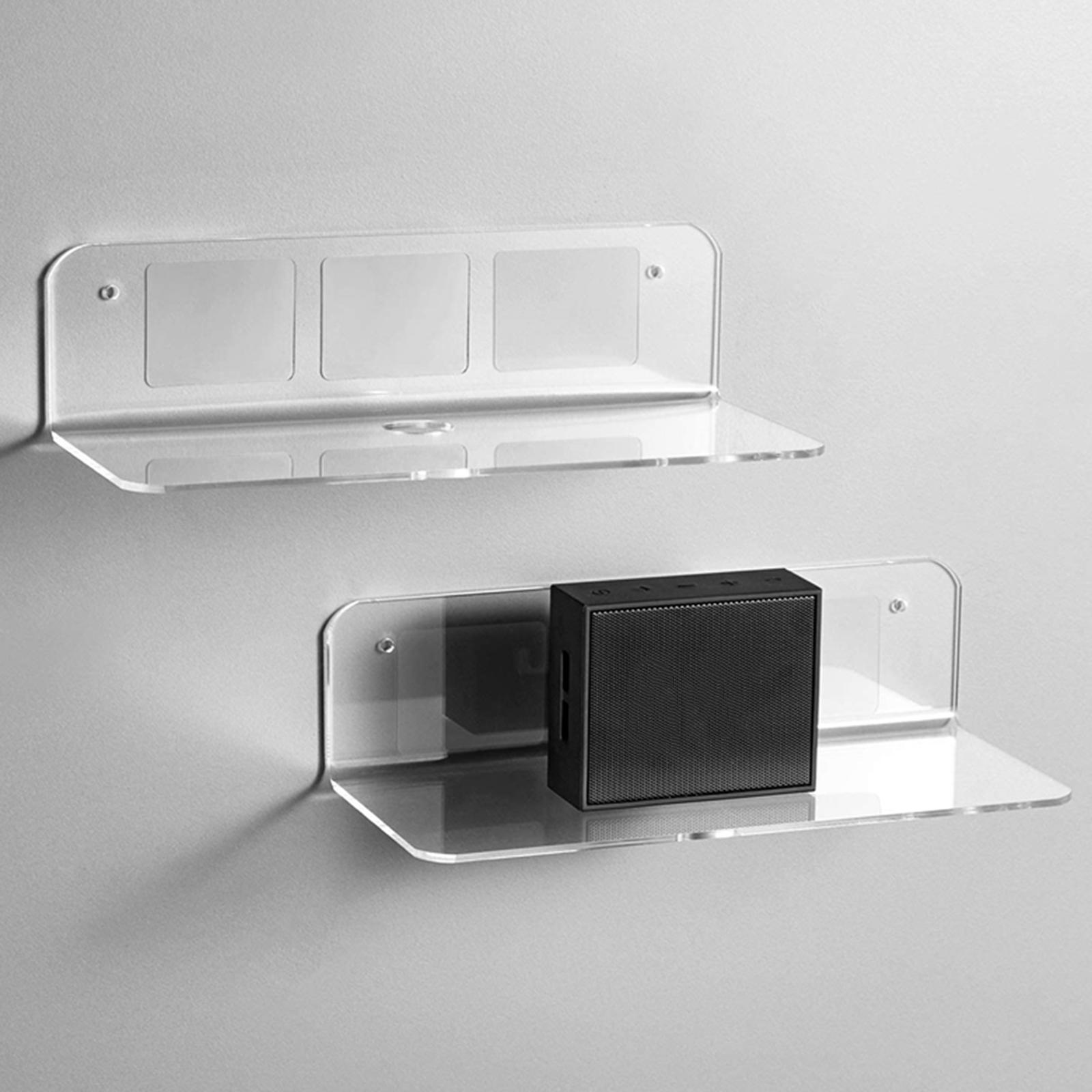 2X 2x Acrylic Floating Wall Rack Small Display Shelf for Wireless Speaker Clear