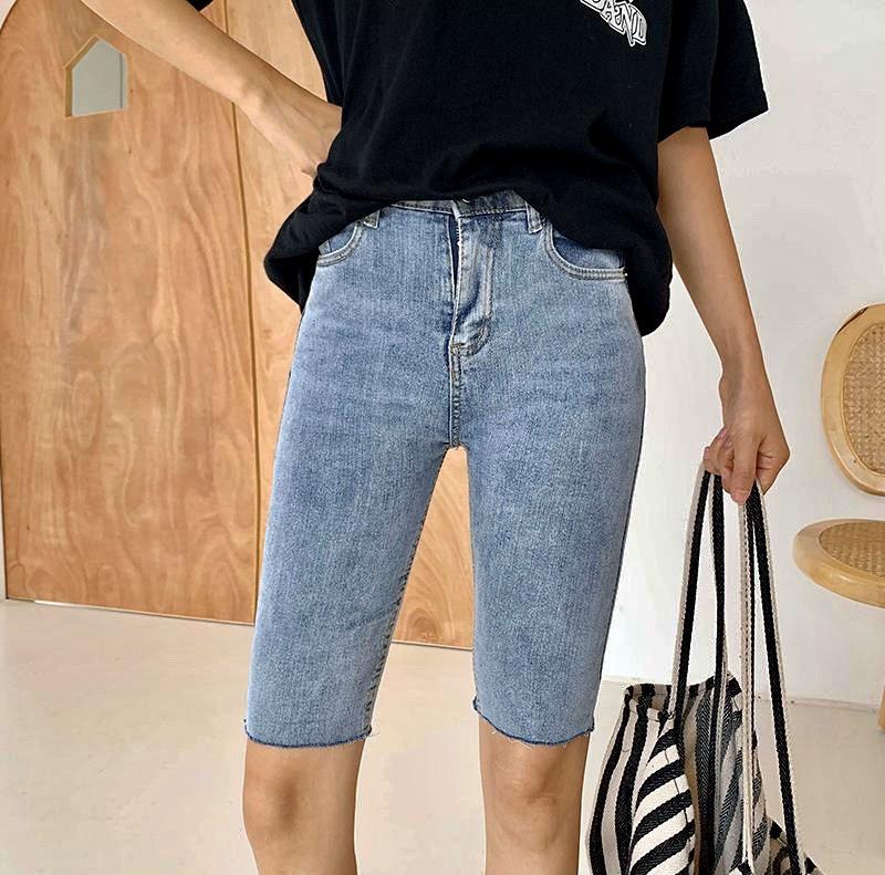 [SIZE ĐẠI] Quần jean ngố/lửng ngang gối BIG SIZE lưng cao co dãn mạnh 3209