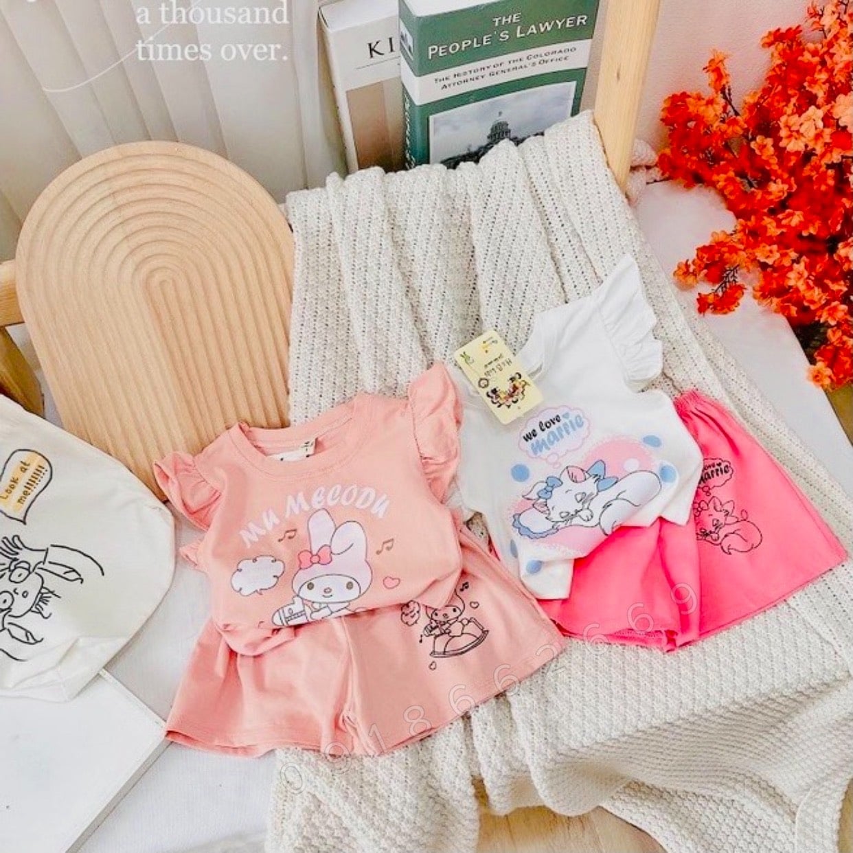 Bộ bé gái vải cotton 4c cao cấp size 5-20kg