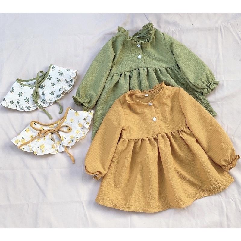 Váy Thiết Kế Dài Tay Cổ Rời Cho Bé 2 Màu Duyên Dáng OP Kids