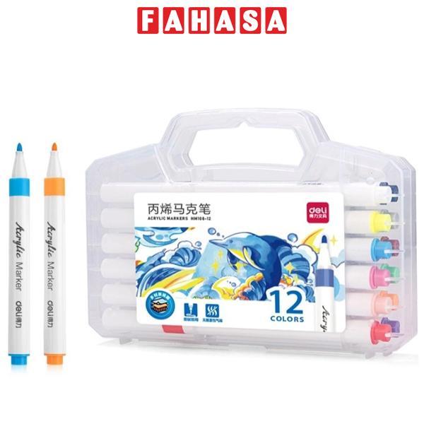 Hộp 12 Bút Lông Màu Acrylic Markers - Deli HM108-12