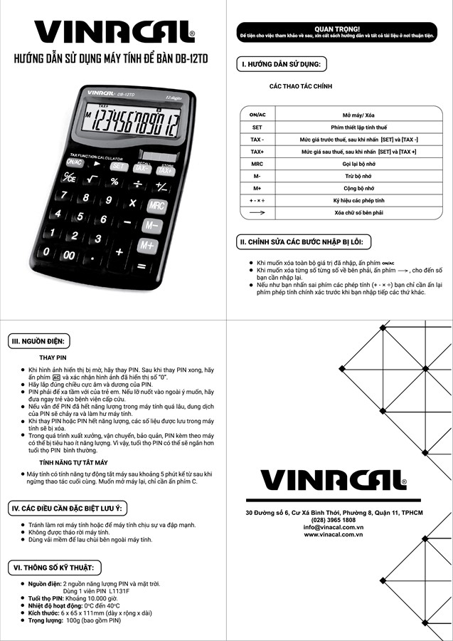 Máy Tính Vinacal DB12TD