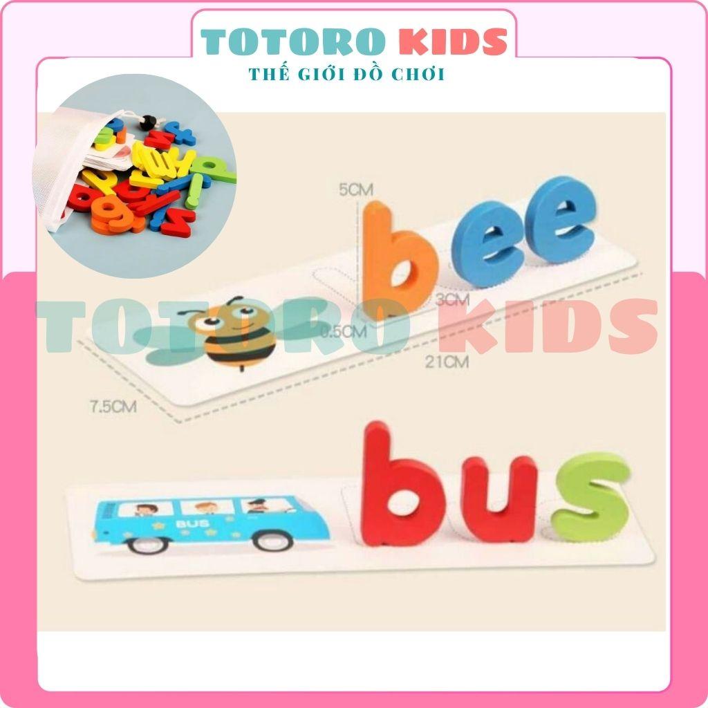 Đồ chơi giáo dục ghép hình bộ chữ gỗ Spelling Game Superbee học đánh vần tiếng anh kèm 28 thẻ từ vựng KT 25×21cm