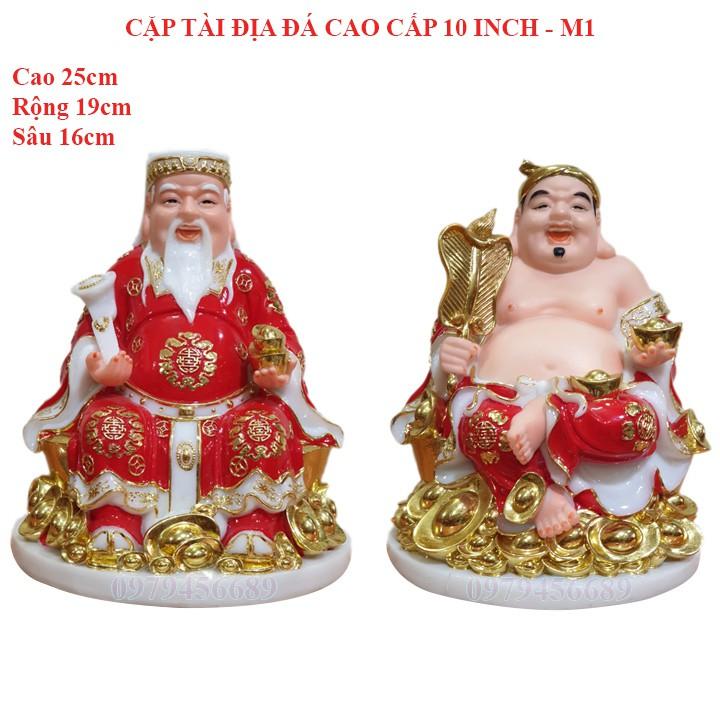 Cặp tượng thần tài ông địa đá cao cấp 10 inch - M1