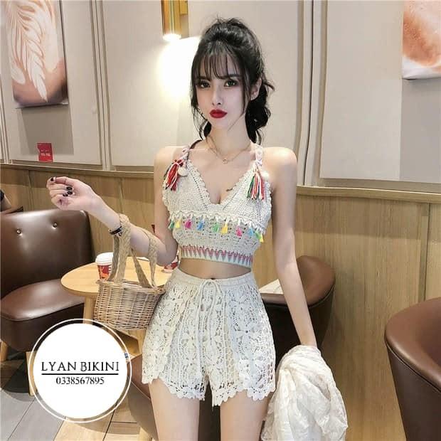 Bikini đồ bơi nữ 2 mảnh áo choàng len móc kín đáo cao cấp đi biển LYAN BIKINI B06