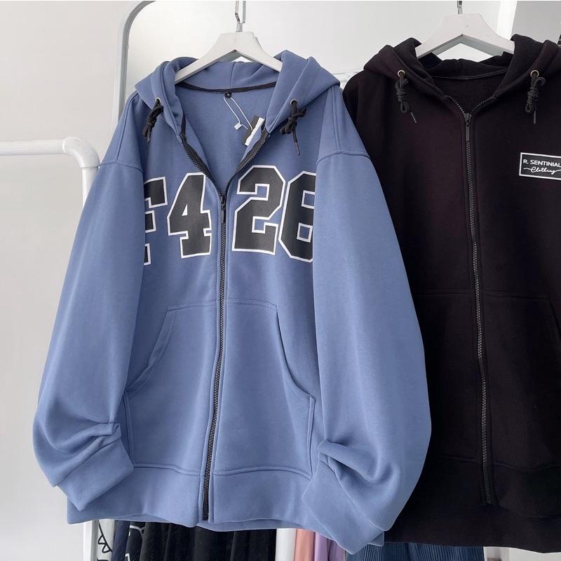 Áo khoác khoá kéo F4-26 màu xanh ảnh thật unisex