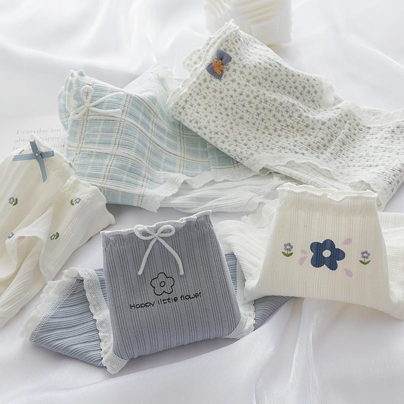 Quần Lót Nữ Cotton Hoa Phối Ren Ngang Eo . Hàng Loại Đẹp.