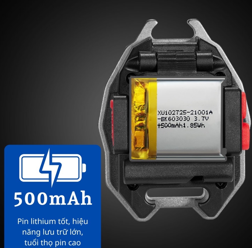 Đèn pin móc khóa đa năng mini 5in1, đèn led siêu sáng, pin sạc, có nam châm, còi cảnh báo - Hàng chính hãng