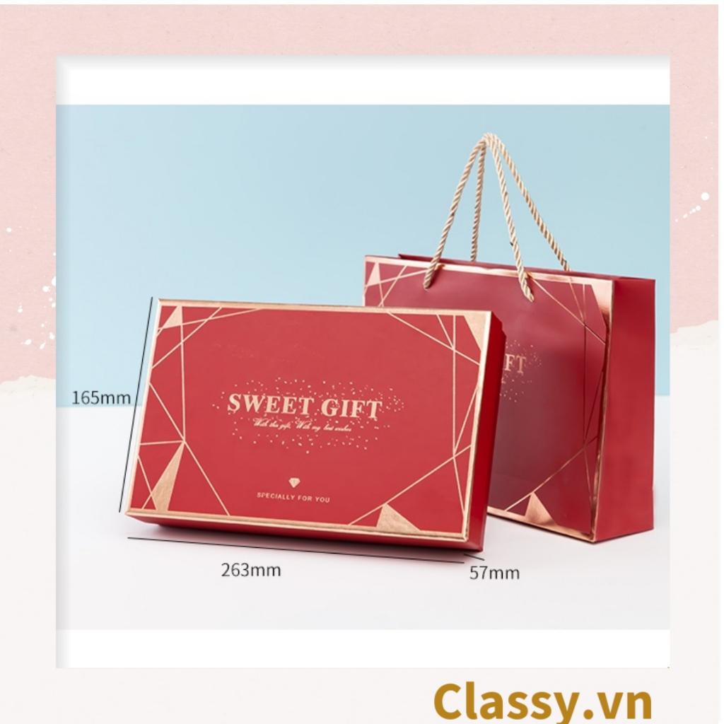 XÉ LẺ Bộ túi giấy Classy hoặc Hộp quà 26 * 16 * 5,5cm đựng quà In chữ Sweet Gift phong cách châu Âu Q320