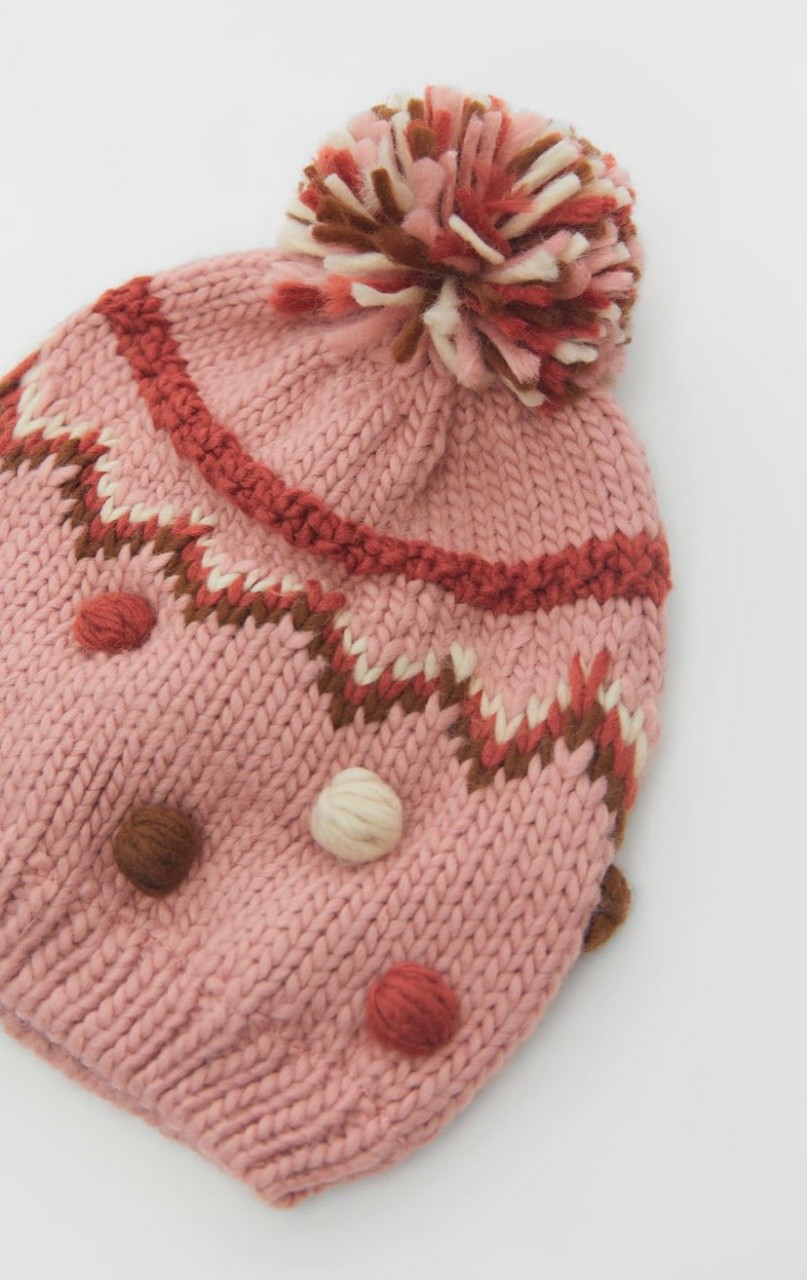 Mũ len cho bé kèm khăn ống 1-5 tuổi, Set mũ len bé gái bên trong lót lông và cotton