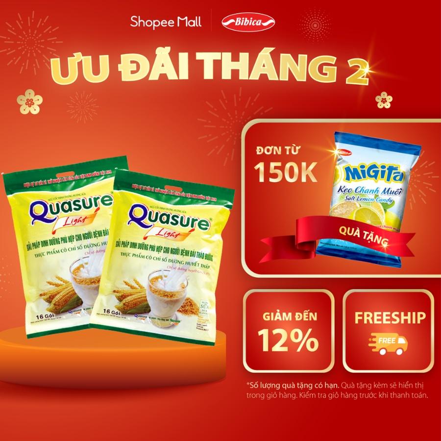 Combo 2 túi Bột ngũ cốc Quasure light túi 400 gram Bibica - Thực phẩm dành cho người ăn kiêng, người tiểu đường