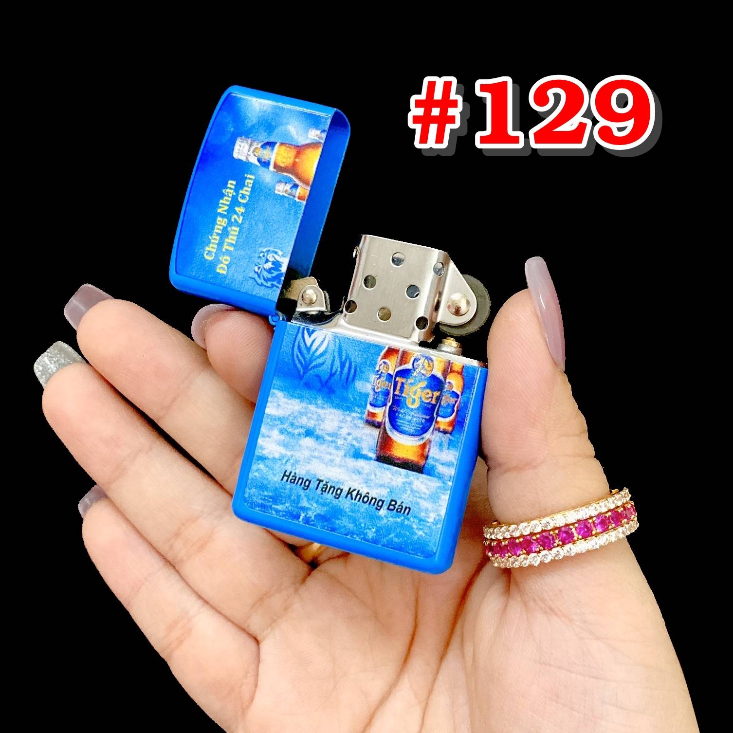 ZPH129-BẬT LỬA ZIPO 2 MẶT THƯƠNG HIỆU BIA TIGER  -  #129