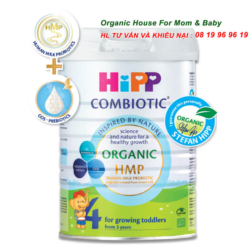 Combo 2 lon Sữa bột Hipp số 1 Organic Combiotic HMP 800gr Mẫu Mới tách tem tặng CỐC TẬP UỐNG FARLIN