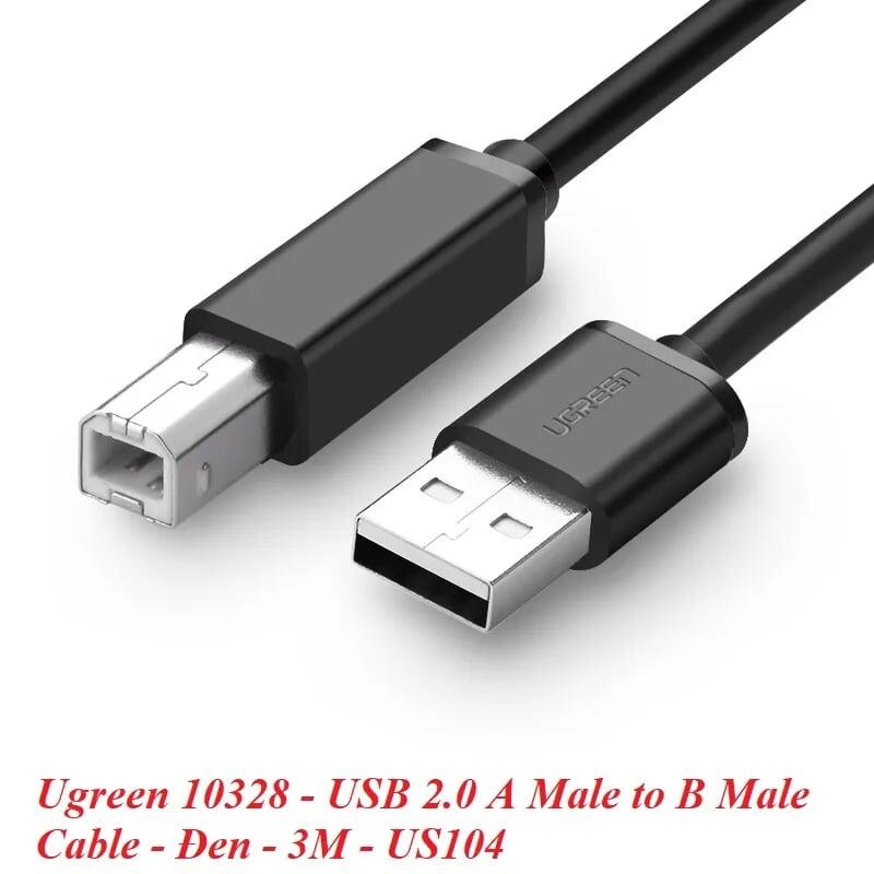 Ugreen UG10327US104TK 2M màu Đen Cáp USB 2.0 sang USB B máy in - HÀNG CHÍNH HÃNG