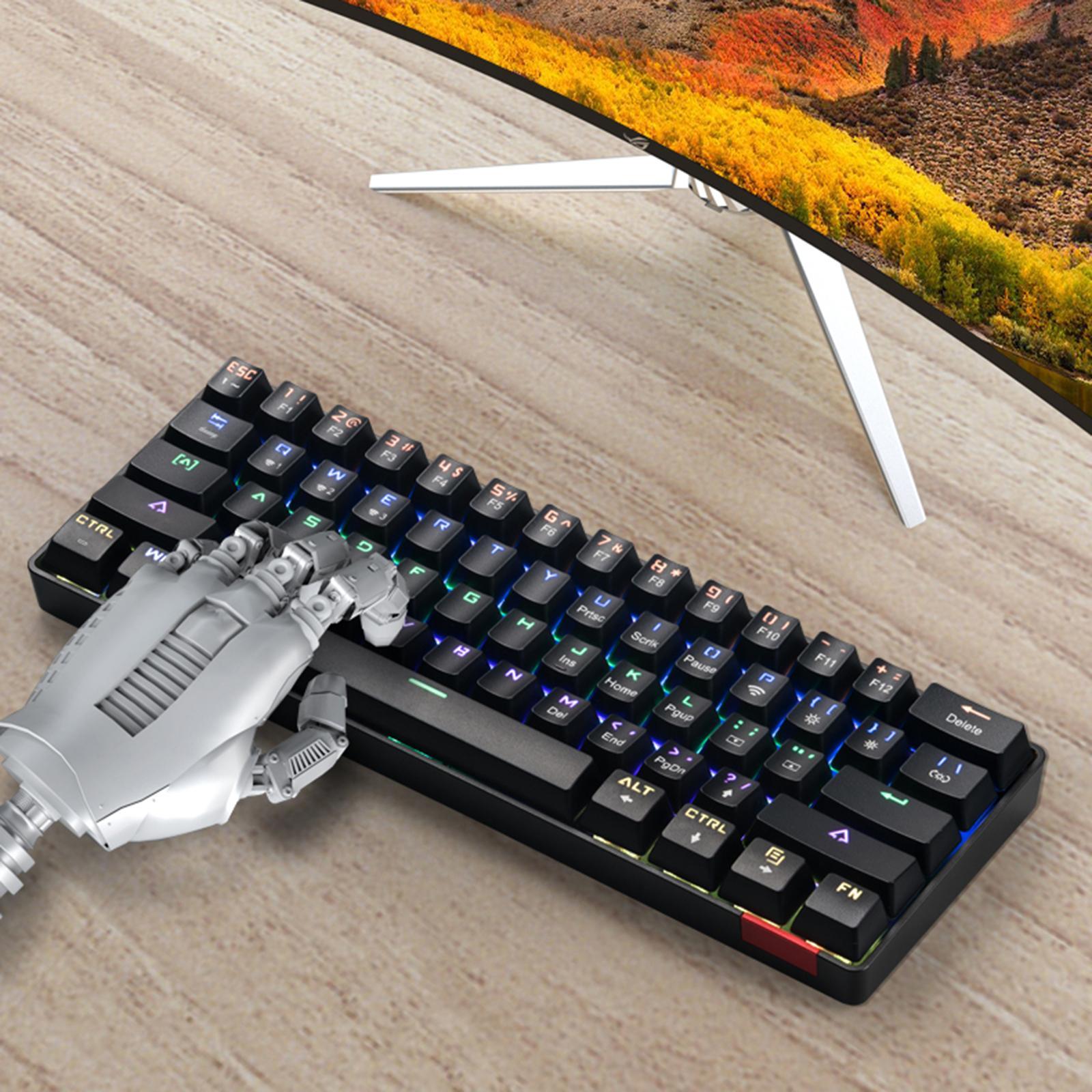 DIK61 Wireless 60% Mechanical Gaming Keyboard, Compact Bluetooth Mechanical Keyboard Blue Switches, 61 Keys, Compatible for Multi-Device Connection