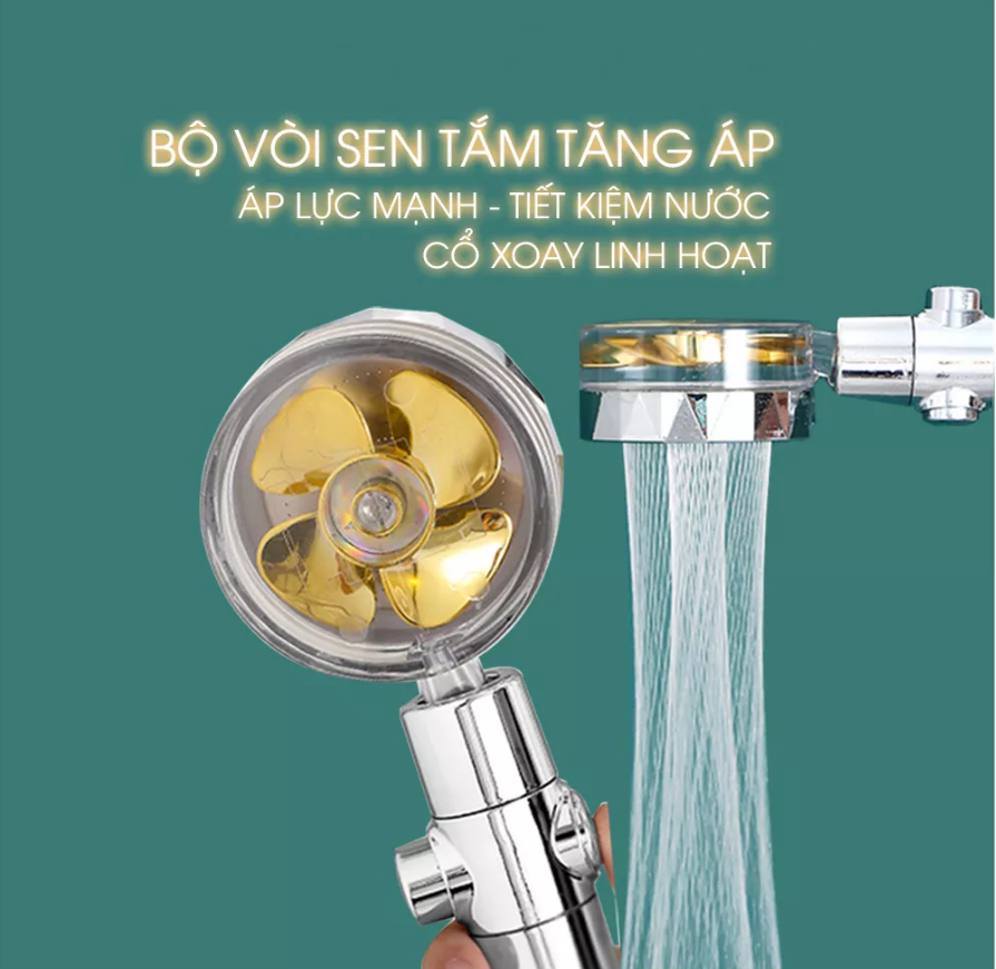 BỘ VÒI SEN TĂNG ÁP CÓ QUẠT NHIỀU CHẾ ĐỘ