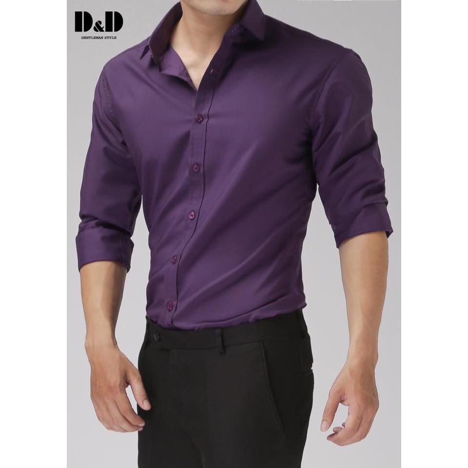 ÁO SƠ MI NAM DÀI TAY THỜI TRANG CAO CẤP AKHOI877+ TẶNG KÈM ÁO THUN TRƠN