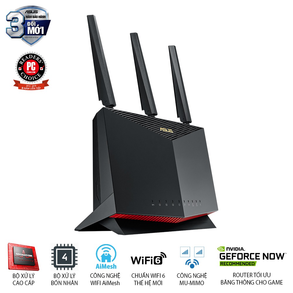 Router Wifi 6(802.11ax) ASUS RT-AX86U Pro Hai Băng Tần, Chuẩn AX5700 (Chuyên Cho Game Di Động)- Hàng Chính Hãng
