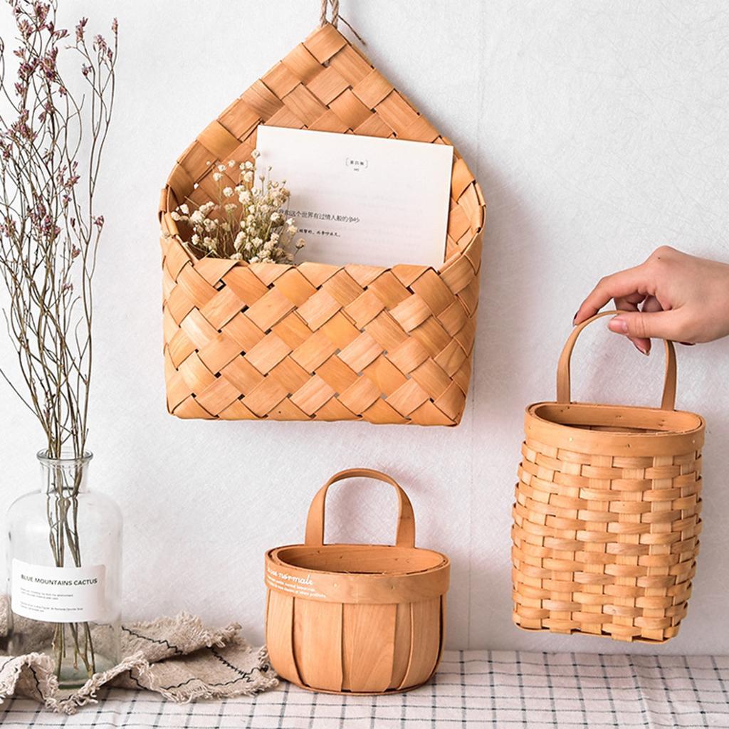 Woven Storage Basket Hanging Laundry Basket Flower Container Storage Bin