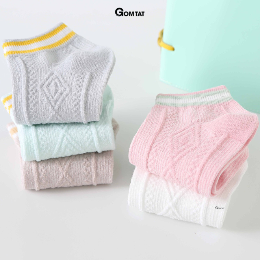 Set 5 đôi vớ cổ ngắn nữ xinh xắn nhiều màu sắc, tất nữ cổ ngắn chất liệu cotton mềm mại thoáng khí cực êm chân - CB091