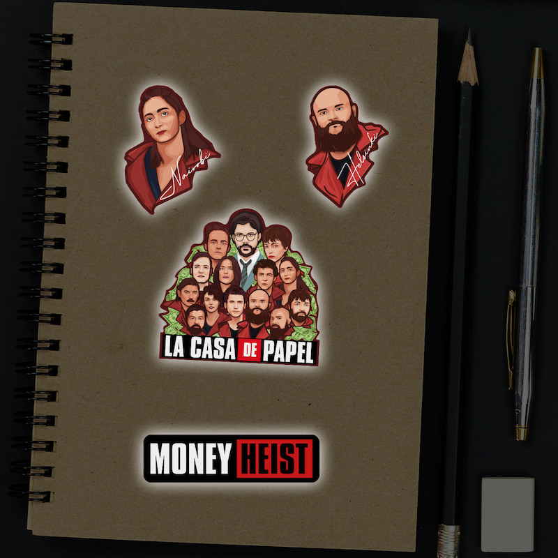 14 Characters Money Heist - Reflective Sticker hình dán phản quang 3M Premium