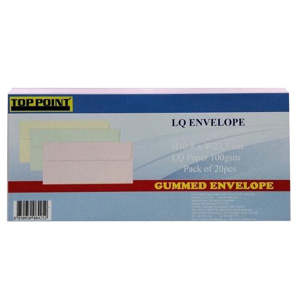 Bao Thư Trắng Toppoint Giấy Thơm Có Keo 10.8 x 23.5 cm - Hồng (20 Cái/Lốc)