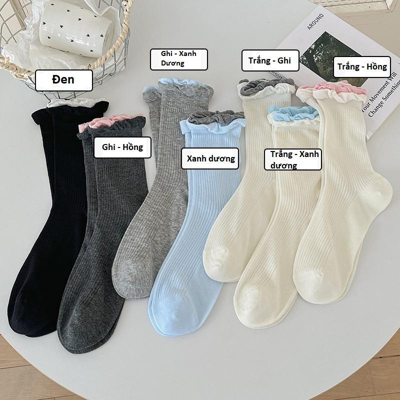 [Sỉ lẻ] TẤT BÈO NHÚN CỔ MÂY 2 TẦNG GÂN TĂM cao cổ phong cách thanh lịch Vintage Hàn Quốc, mẫu mới về, trẻ trung cao cấp