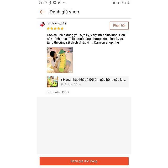 Gối ôm gấu bông sâu khoai đáng yêu chất mịn Xưởng gấu bông Việt Nam