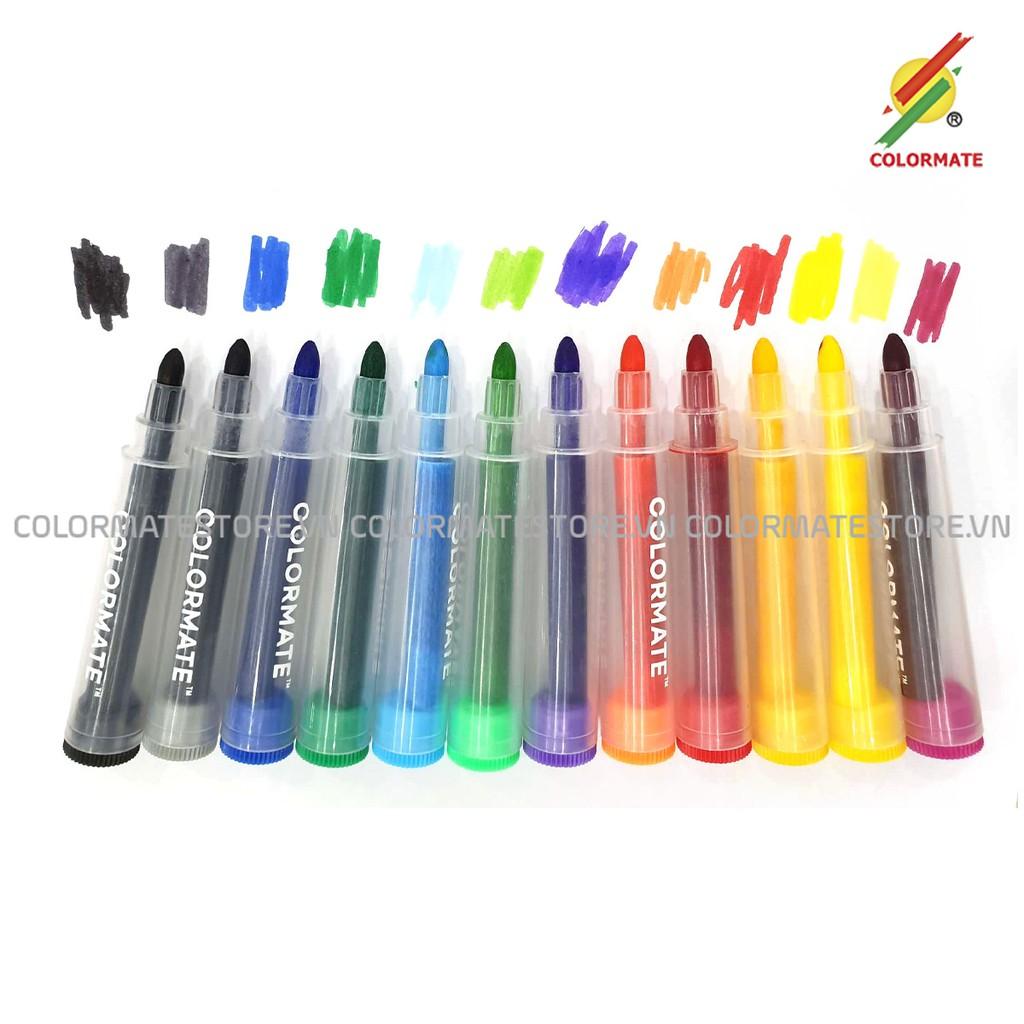 Bút lông màu Colormate Translucent Markers bộ 12 màu - COLORMATE