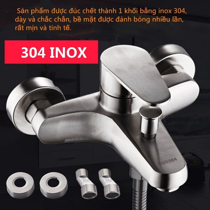 Bộ củ sen tắm nóng lạnh bồn tắm inox 304 gồm ( củ sen tắm, vòi sen inox, giá đỡ vòi sen inox, dây sen inox)