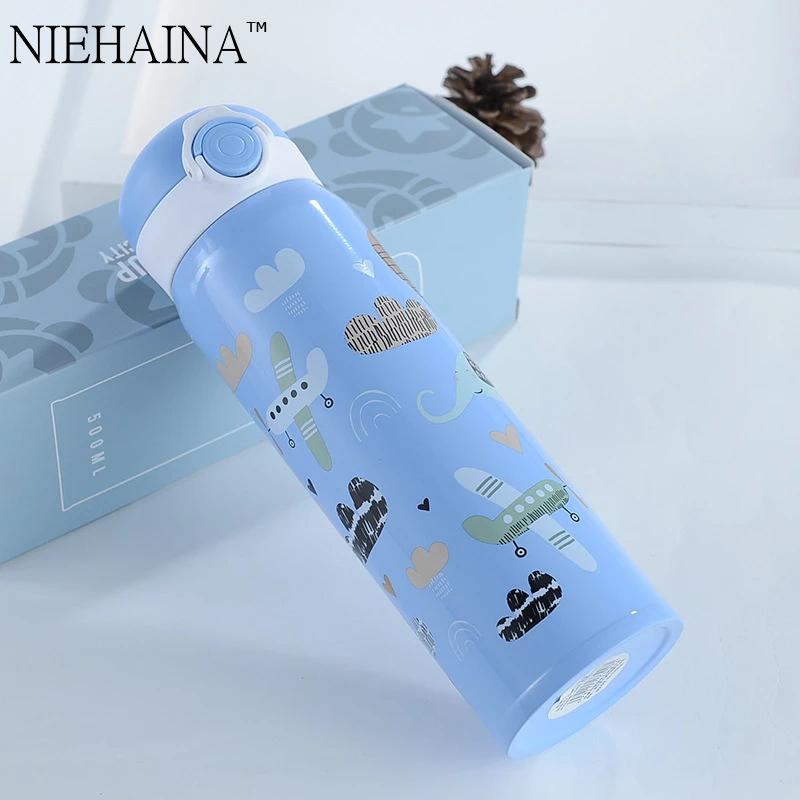 500Ml Giữ Nhiệt Màu Thép Không Gỉ 304 Hoạt Hình Dễ Thương Nảy Bình Giữ Nhiệt Chân Không Nước Cốc Du Lịch