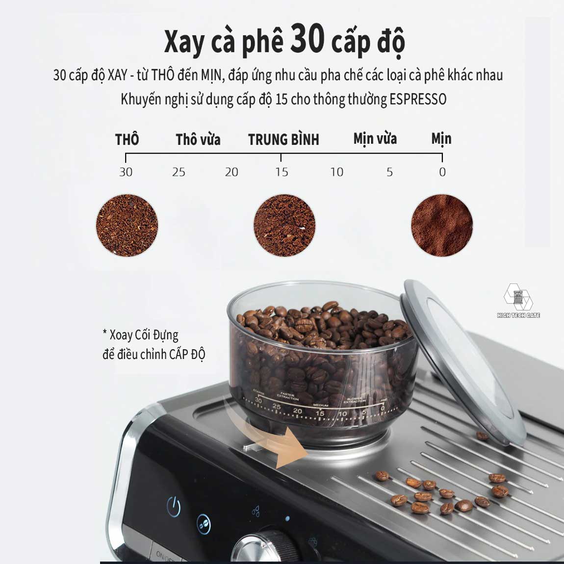 Máy pha cà phê HiBREW CM5020 pha cafe máy espresso 3 in 1, tích hợp xay 30 cấp độ, chuẩn tay cầm 58mm chuyên nghiệp, định lượng tùy ý mức pha, đánh sữa tạo bọt mạnh mẽ, tặng kèm dụng full bộ dụng cụ pha chế, hàng chính hãng